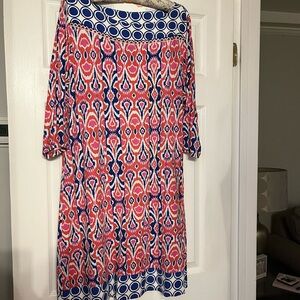 Chic Geometric Mini Dress in Red and Blue